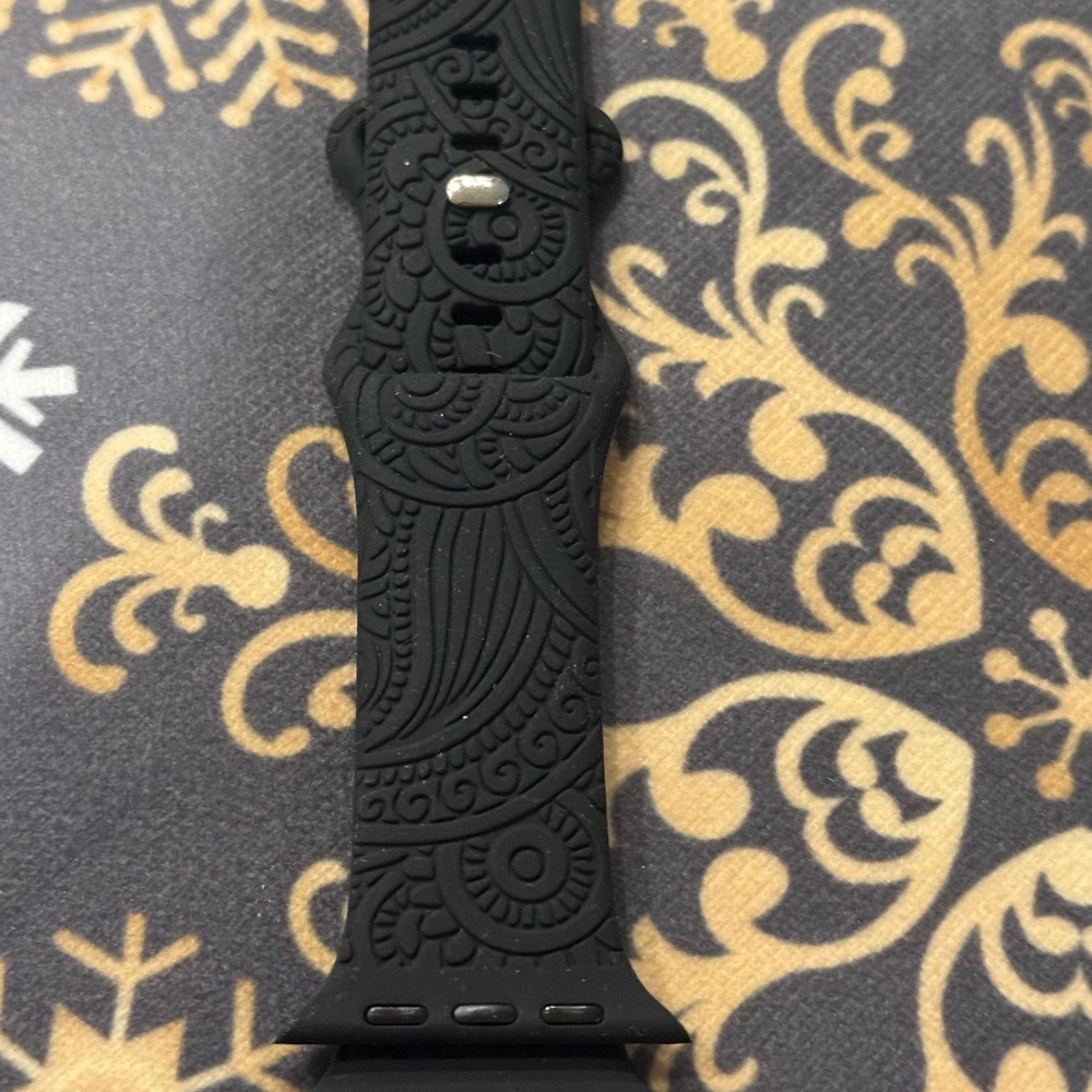 Elegant Black and Gray Embossed Apple Watch Bands (set of 2)